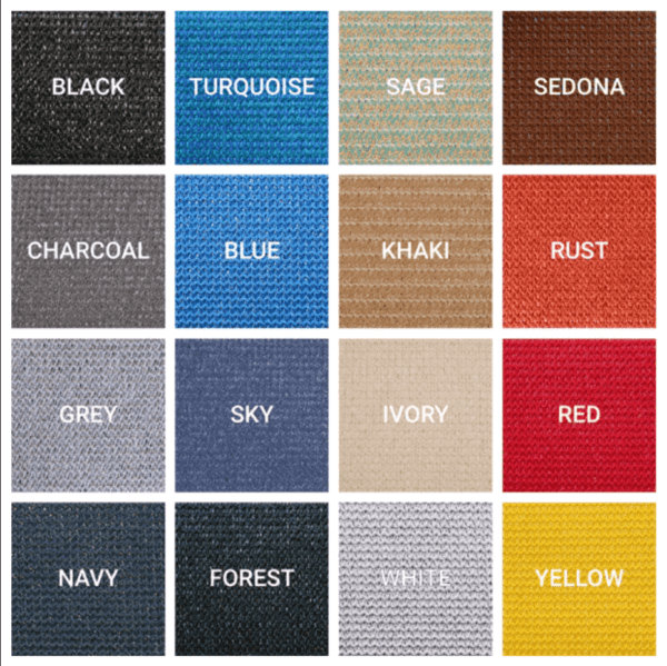 Fabric Colors: Black, Turquoise, Sage, Sedona (brown), Charcoal, Blue, Khaki, Rust, Grey, Sky, Ivory, Red, Navy, Forest, White, Yellow